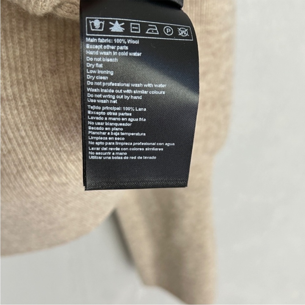 Ba&Sh Size M Eden Jumper Sweater 100% Wool Beige Turtleneck Ribbed - Picture 12 of 13